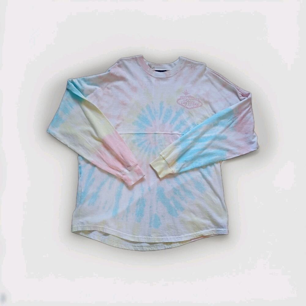 Spirit Jersey Las Vegas Sign Tie Dye Long Sleeve T Shirt Crew Womens Size Large